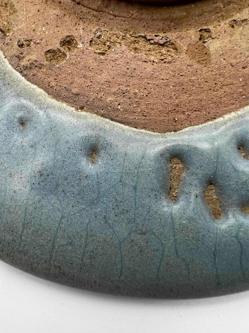 北宋時代 鈞窯 澱青釉飛紫紅斑盤 【旧家蔵出し】 窯変釉 辰砂皿(B-84