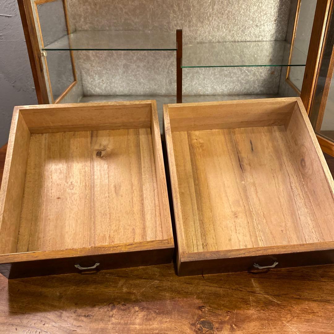 昭和レトロ ショーケース 飾り棚 小引き出し 和家具 インテリア 什器