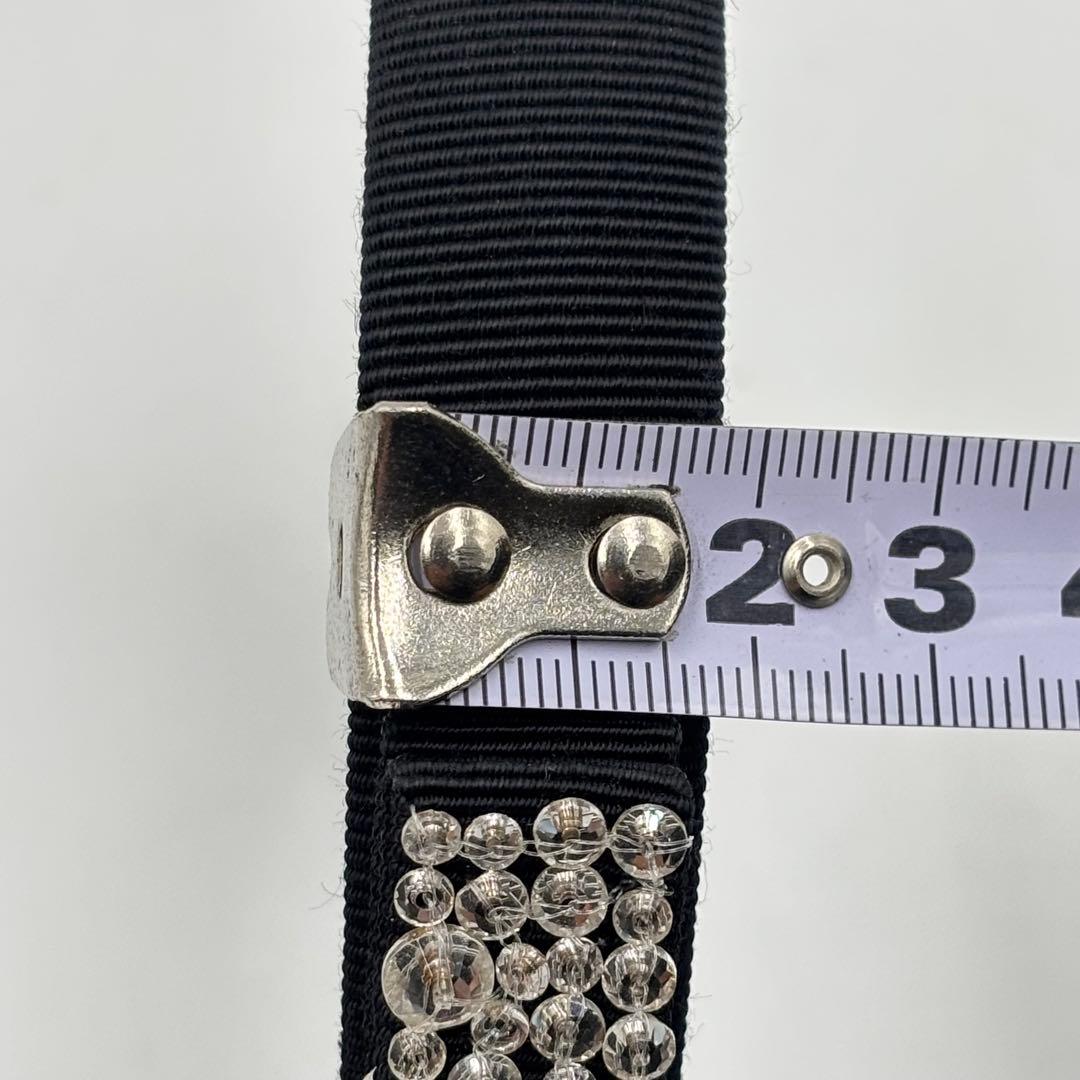 フェラガモ ヴァラリボン カチューシャ ラインストーン キャンバス ブラック