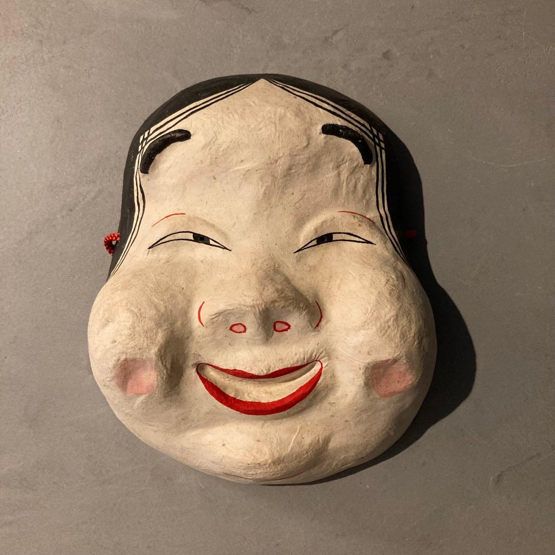古い 張子面 お面 古道具 郷土玩具 おかめ おたふく ② - メルカリ