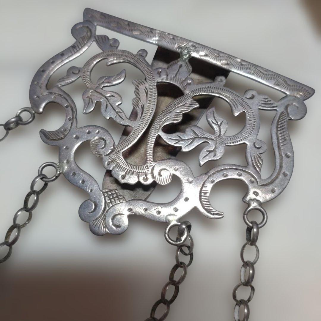 シャトレーン シャトレーヌ アンティーク シルバー スターリング 手鏡