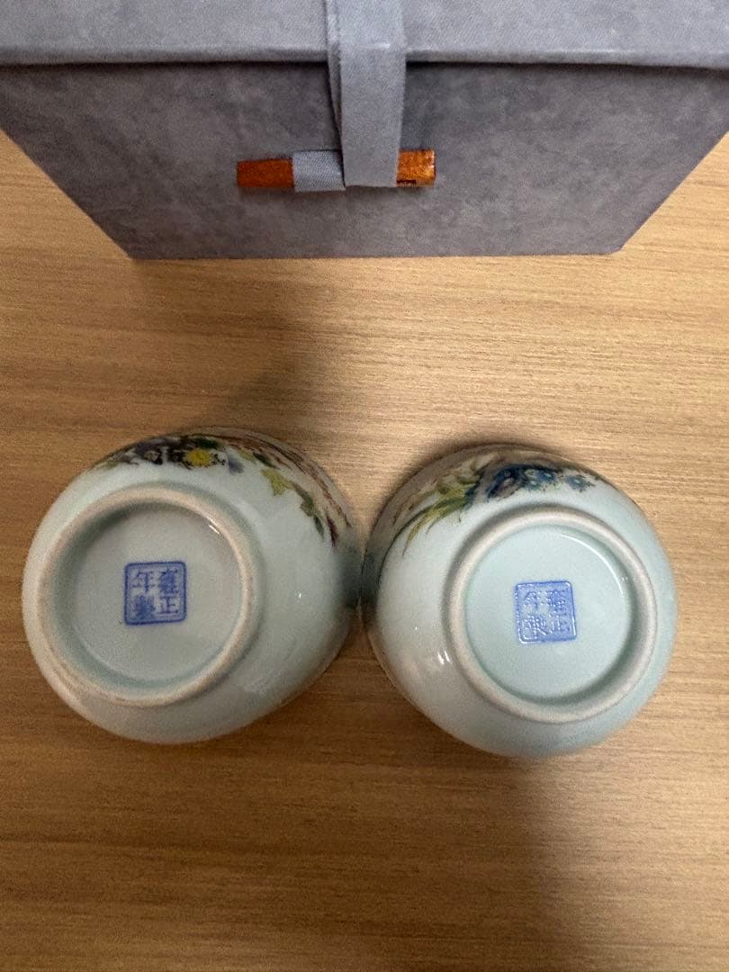 中国清時代 花鳥文茶碗 盃 粉彩 琺瑯彩 雍正年製在銘