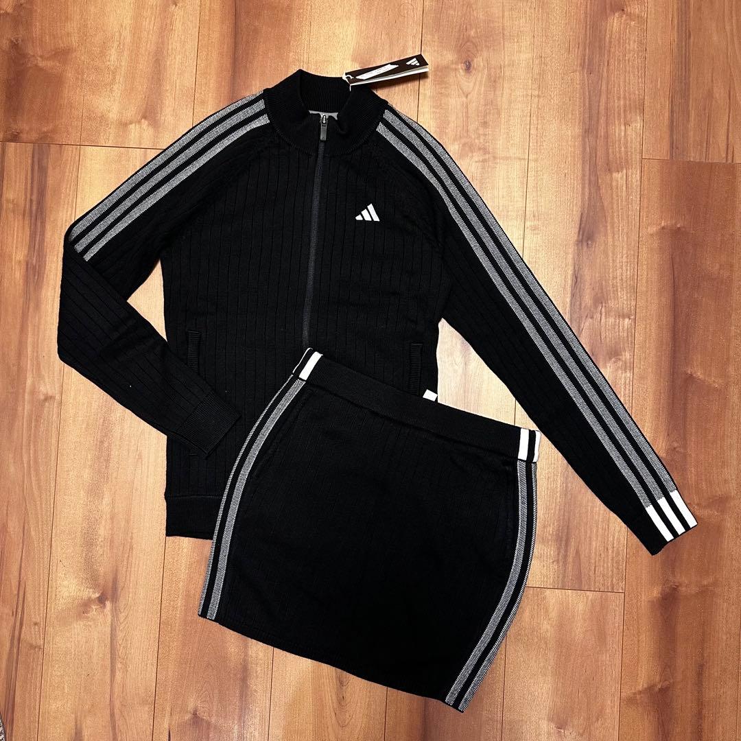 防風　裏地付き　ニット　セットアップ　ブラック　サイズS 新品タグ付　秋冬