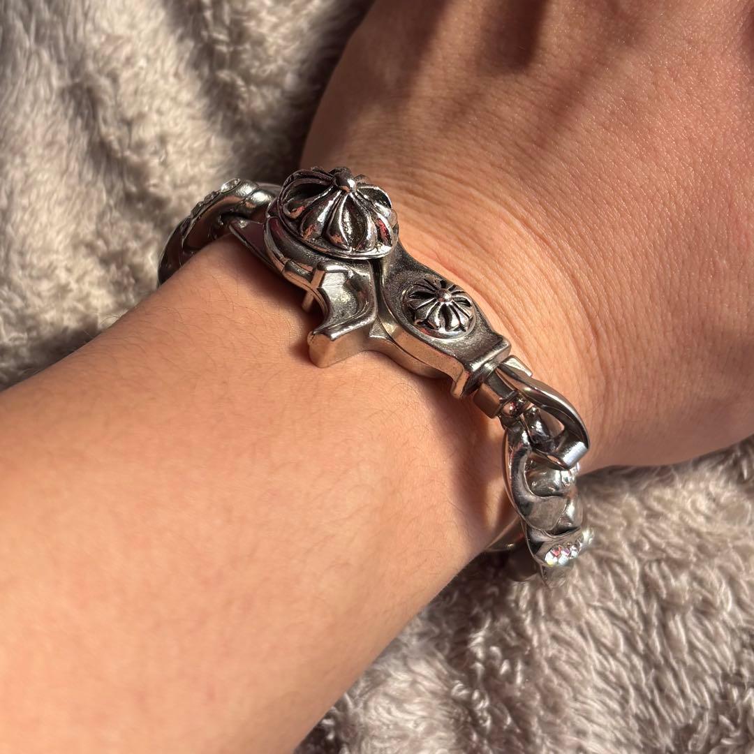 vintage silver925 クロスチェーンブレスレット　ジルコニア