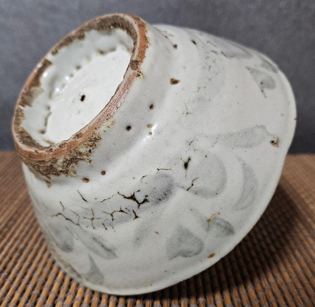 中国古美術】古玩　明代　南方系　青花　古染付　花図　茶碗　古安南　荒木高麗茶碗