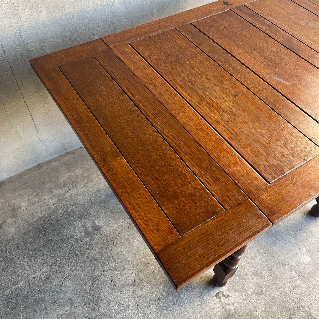 イギリス　オールドアンティーク家具 ドローリーフテーブル 拡張テーブル　オーク