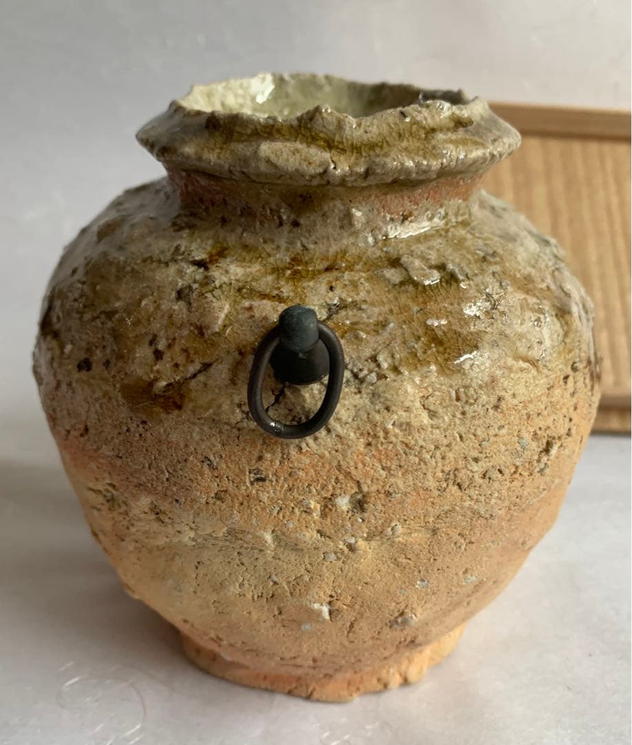 杉本貞光 信楽掛花入 小壺 寺垣外窯 共箱 杉本貞光 信楽