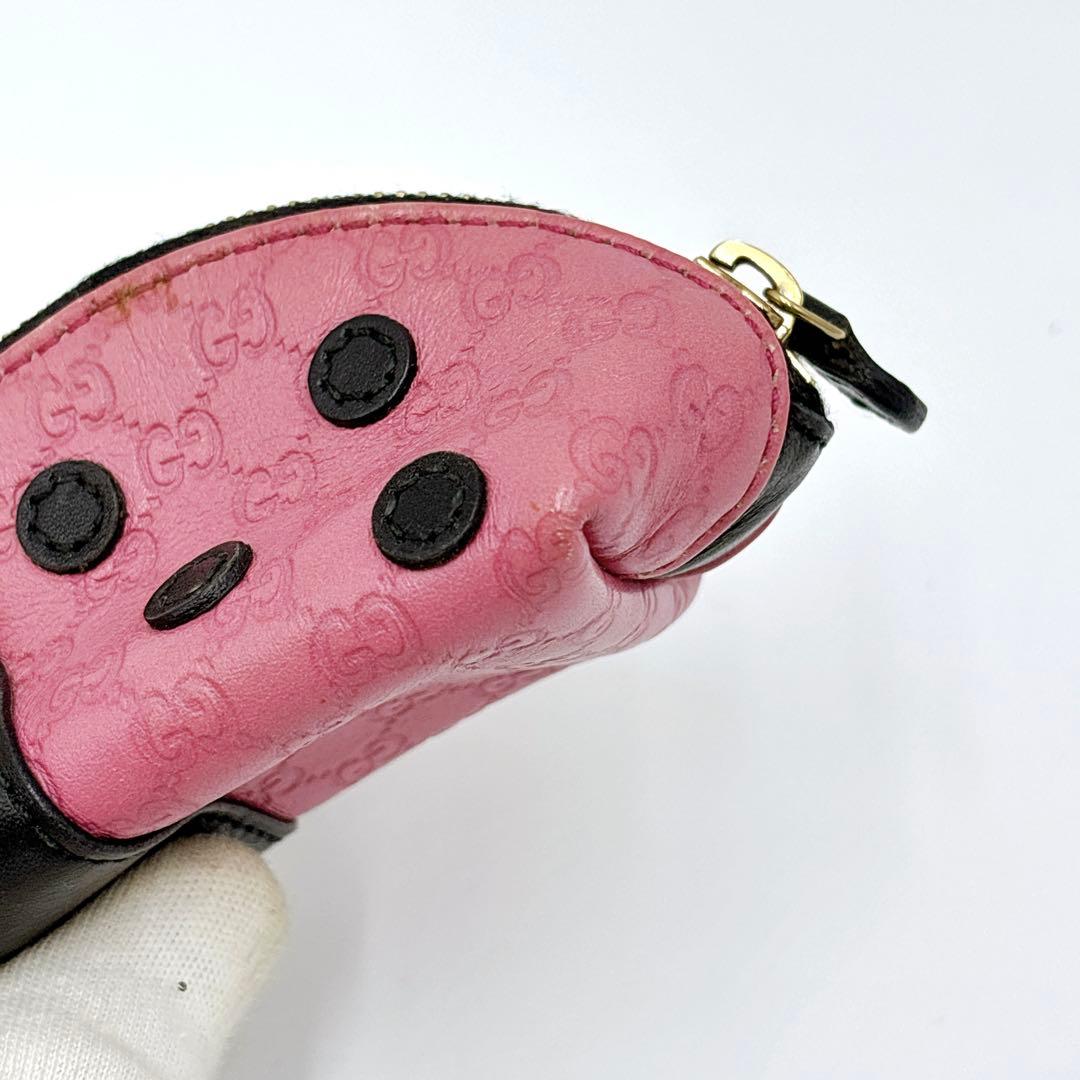 美品 ＊ GUCCI グッチ GGシマ てんとう虫 パース ピンク