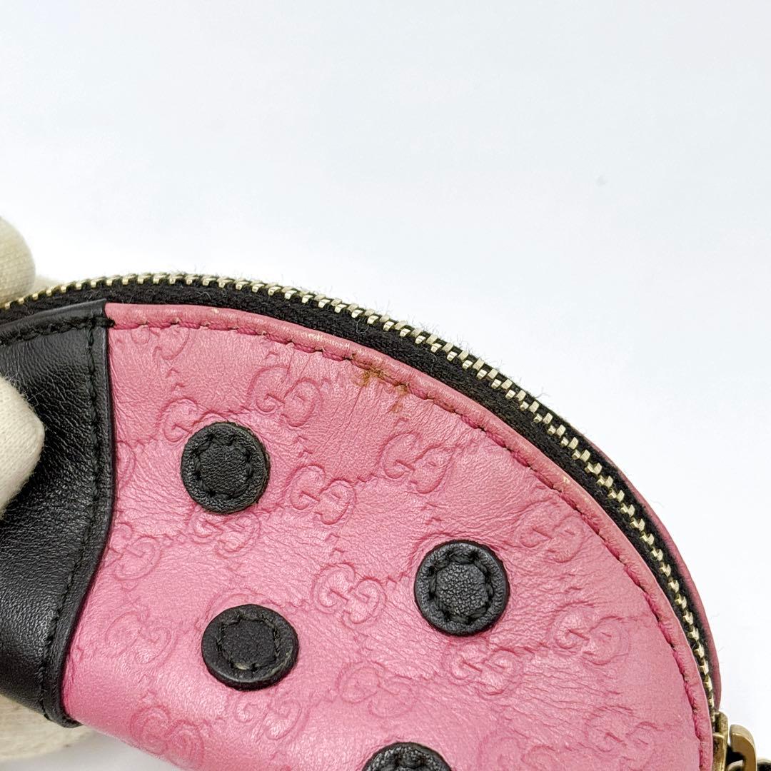 美品 ＊ GUCCI グッチ GGシマ てんとう虫 パース ピンク