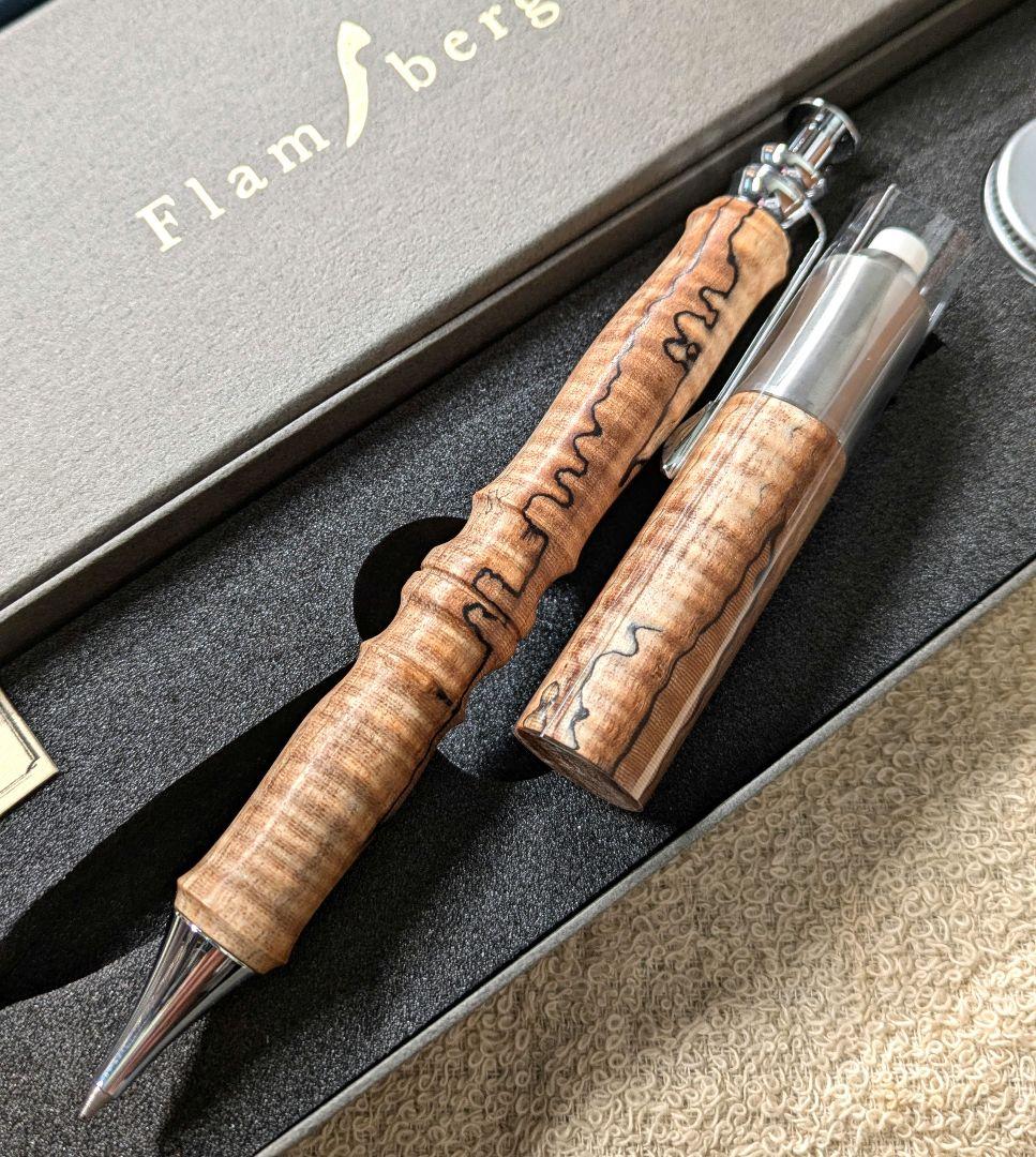 Flamberg 栃縮杢 スポルテッド サンピューラボールペン＋ツイスト消しゴム