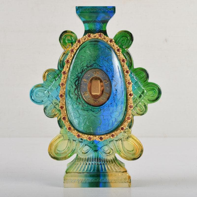 中国 硝子工芸 中華寶瓶 宝瓶 置物 保証書・ガラスケース付 N 9178A