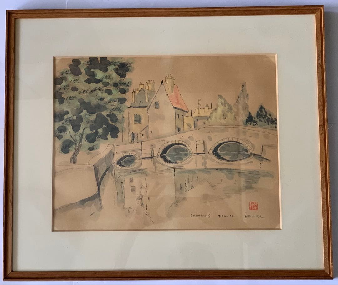 北原龍太郎　水彩「フランス風景」（シャルトル）1975年/フジテレビギャラリー 北原龍太郎 水彩「フランス風景」（シャルトル）1975年/フジテレビ