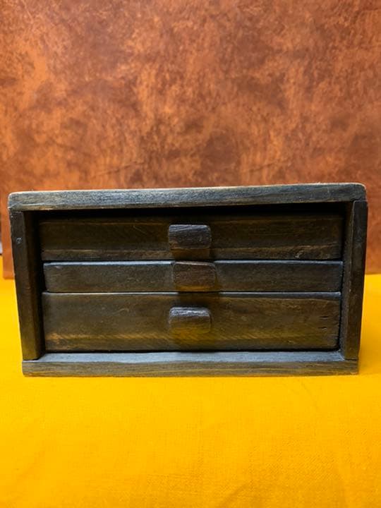 箱硯 古道具 アンティーク インテリアイン骨董 古民具 引き出し卓上矢立て