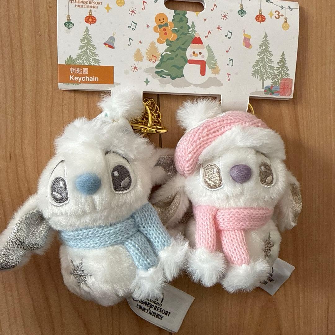 上海ディズニー スティッチ&エンジェル 雪だるま ぬいぐるみ