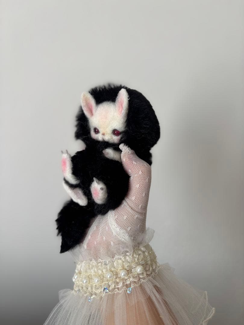 アートドール No.060 黒うさぎ幻獣 羊毛フェルト