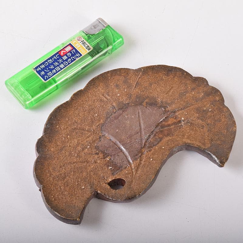 和食器 備前焼 乗松建行作 銀杏型銘々皿 六客 共箱 M R7891