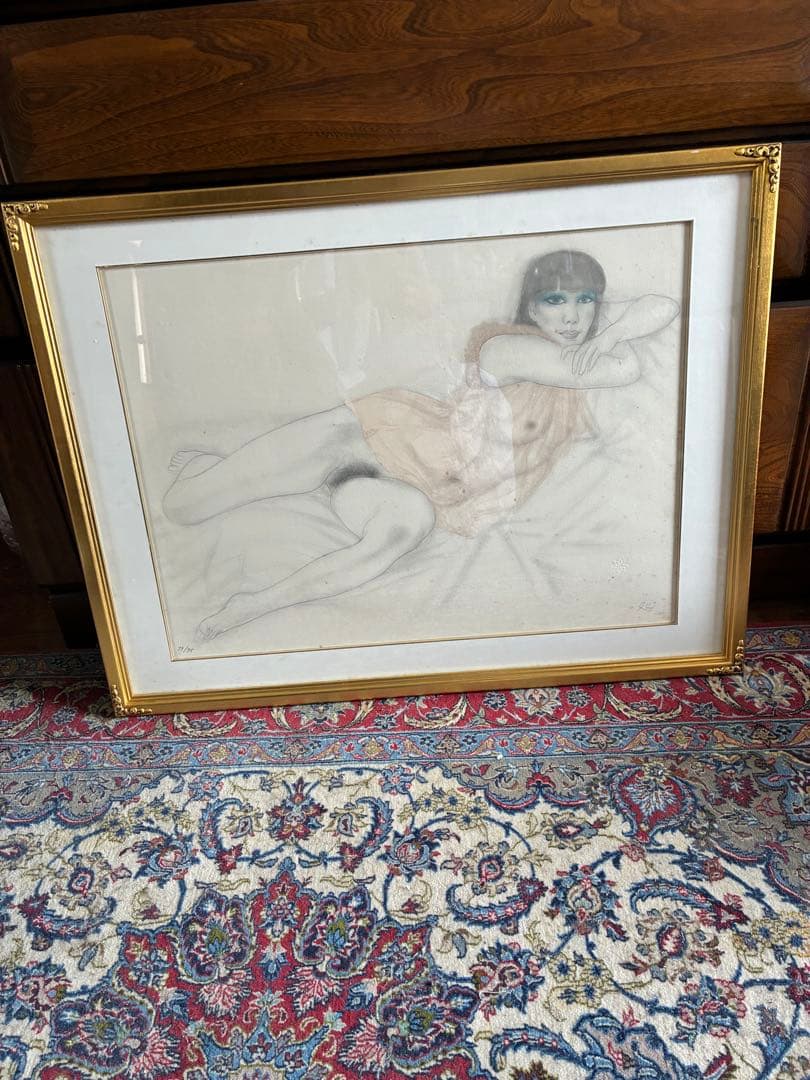 希望額へ　加山又造 裸婦 リトグラフ 直筆サイン 絵画 額装