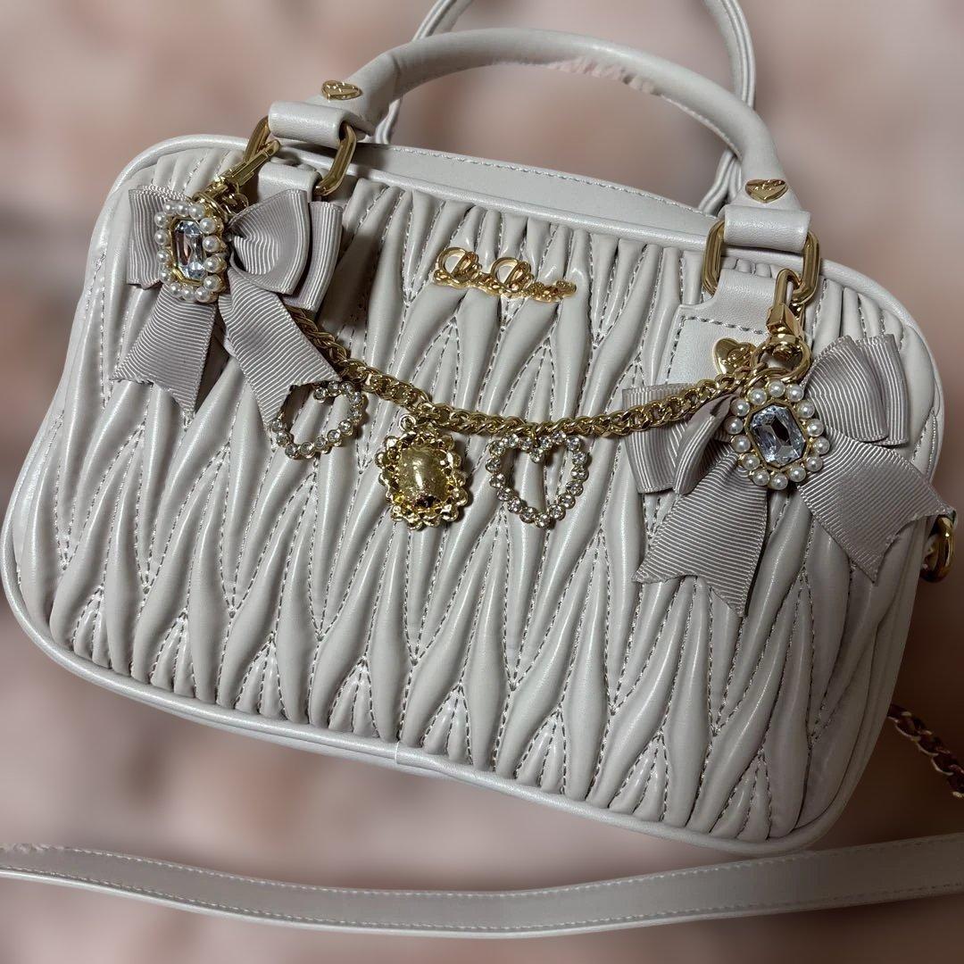 LIZLISA キルティングリボンチャームポシェット ピンク