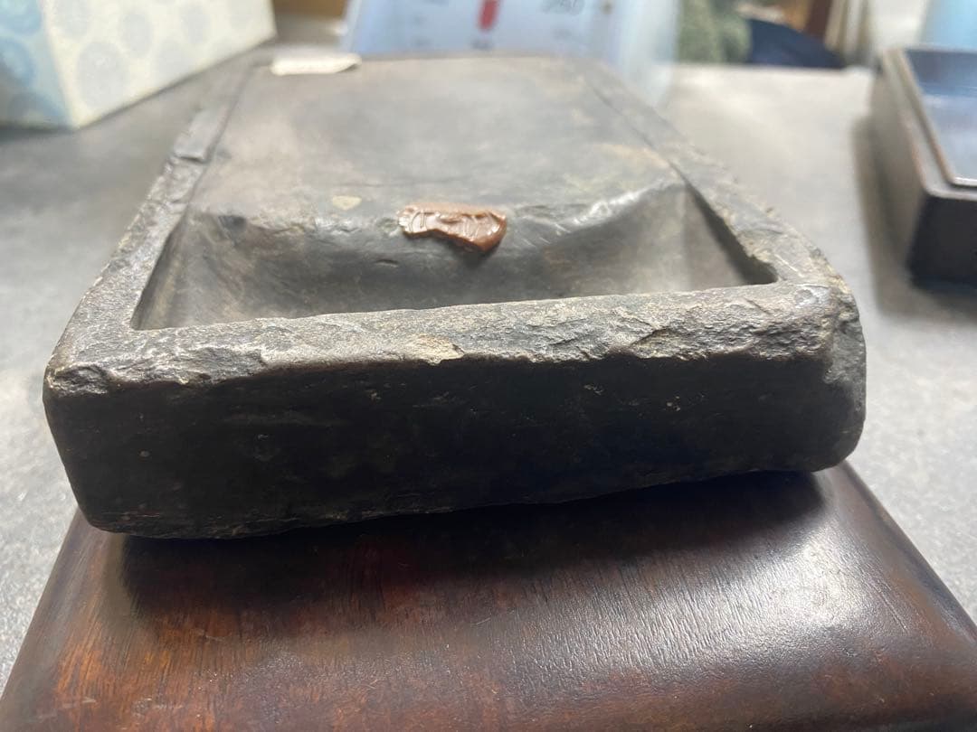 中国硯　端渓　唐木ケース　骨董品　時代物