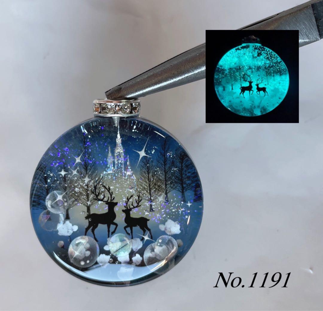 RUKURUKU/紫陽花と鳥居とシマエナガ　蓄光　オルゴナイトキーホルダー