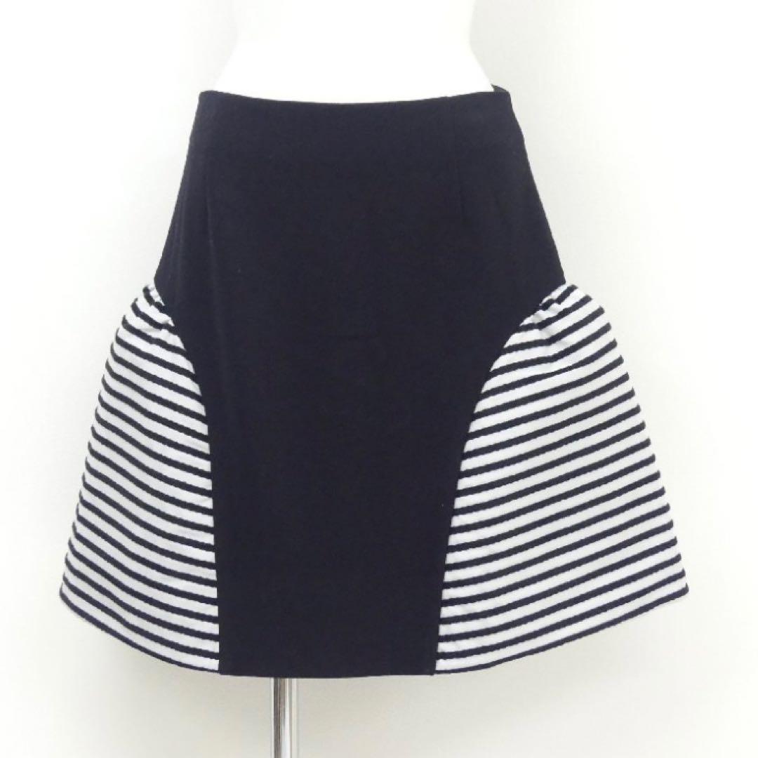 ボーダーズアットバルコニー ボーダーウールスカート カシミヤ混 38