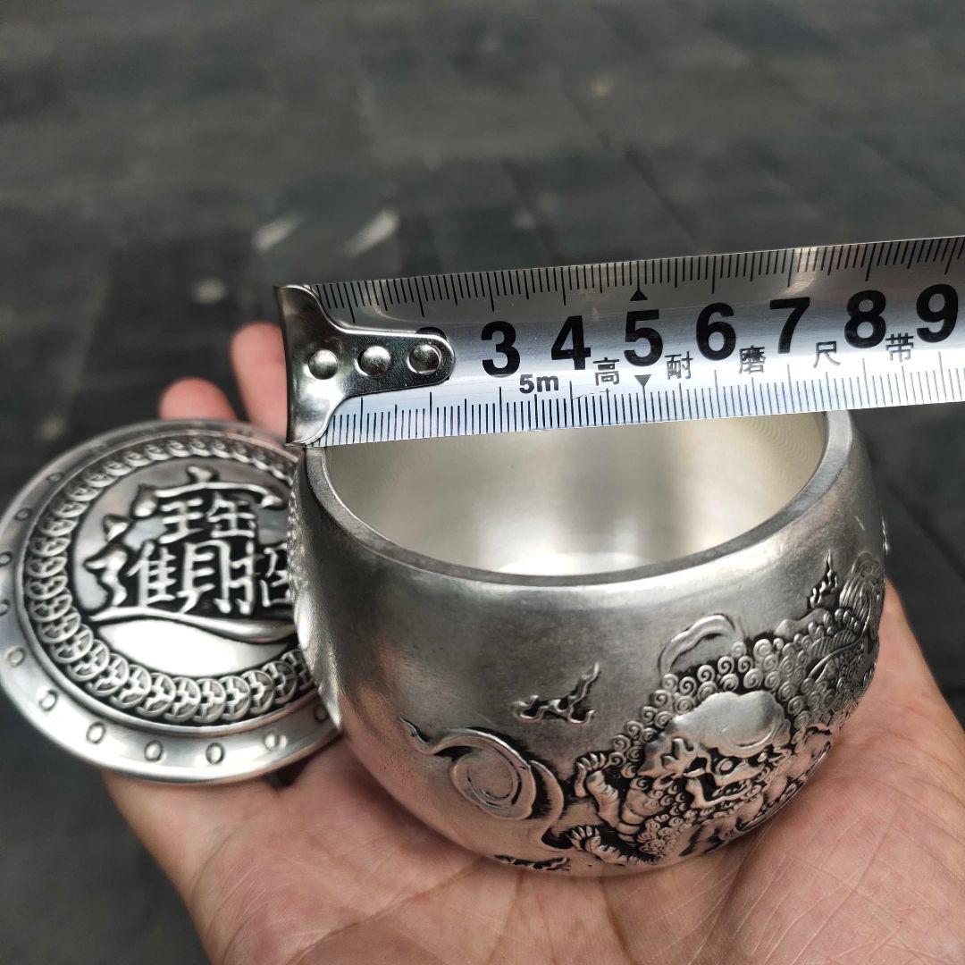 銅器 茶筒 招財進宝獅子茶筒 茶道置物 装飾品 工芸品