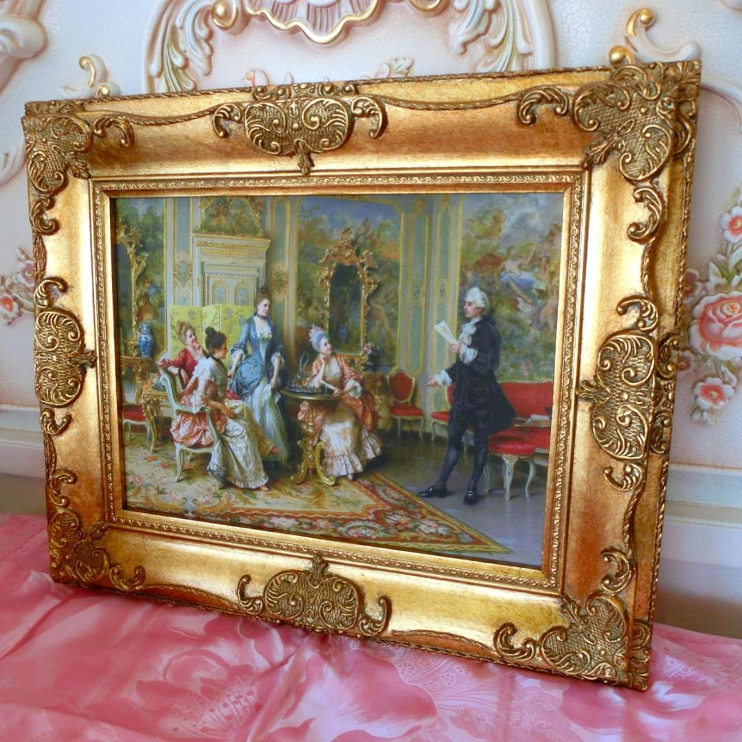 ロココ額絵 中世ヨーロッパ貴族 ゴールド 2種よりお選び下さい。C・D