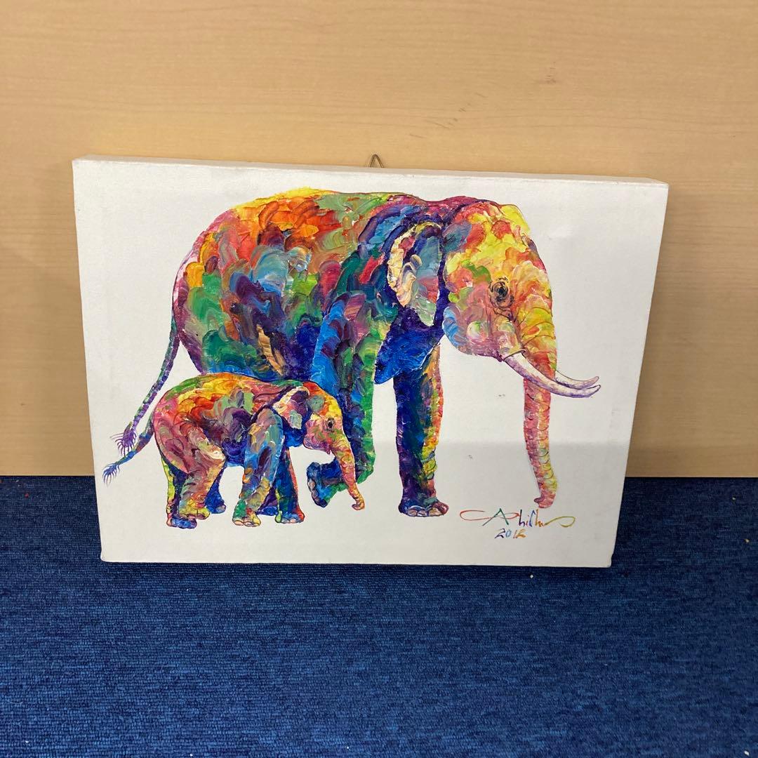 カラフルな親子の象の絵 - メルカリ