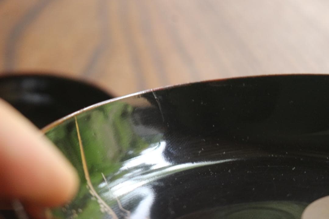 ばら売り可！時代内黒溜塗に優美な月蒔絵の映える小皿8点（検輪島塗蒔絵皿銘々皿