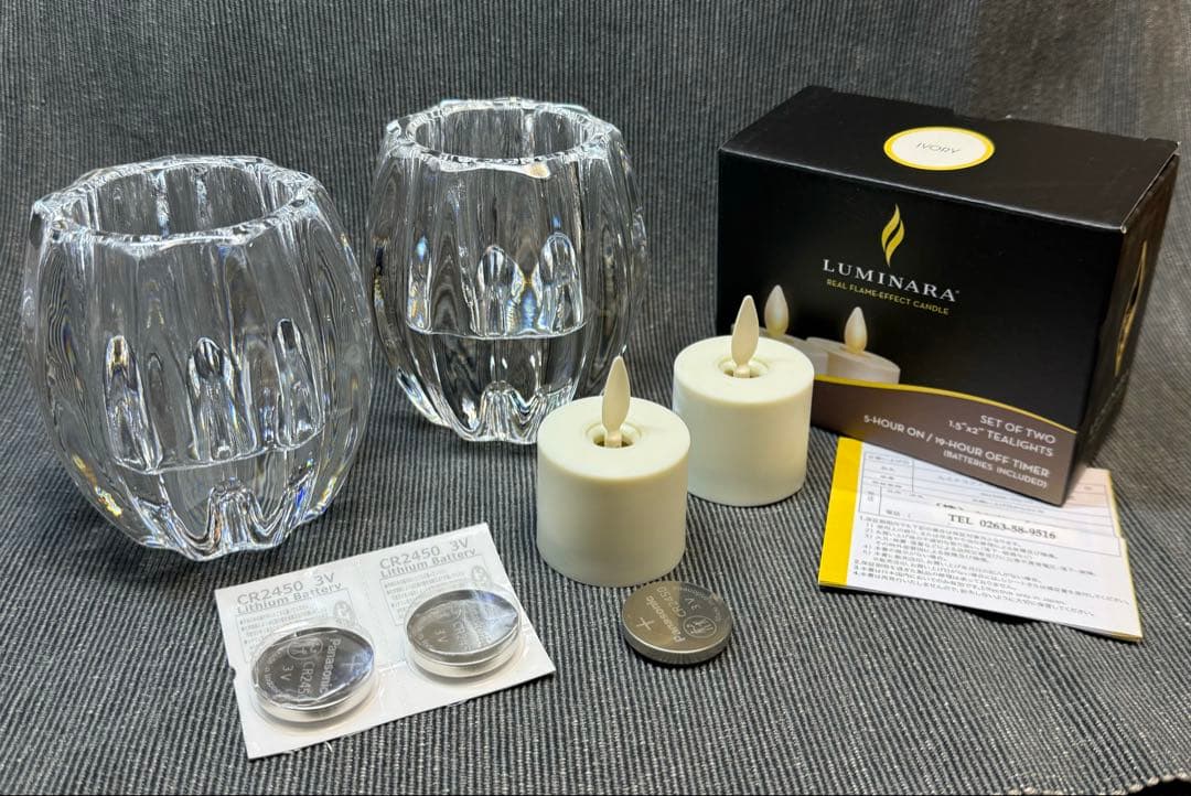 クリスタルキャンドルホルダー ペアとキャンドル二個 セール‼️リード