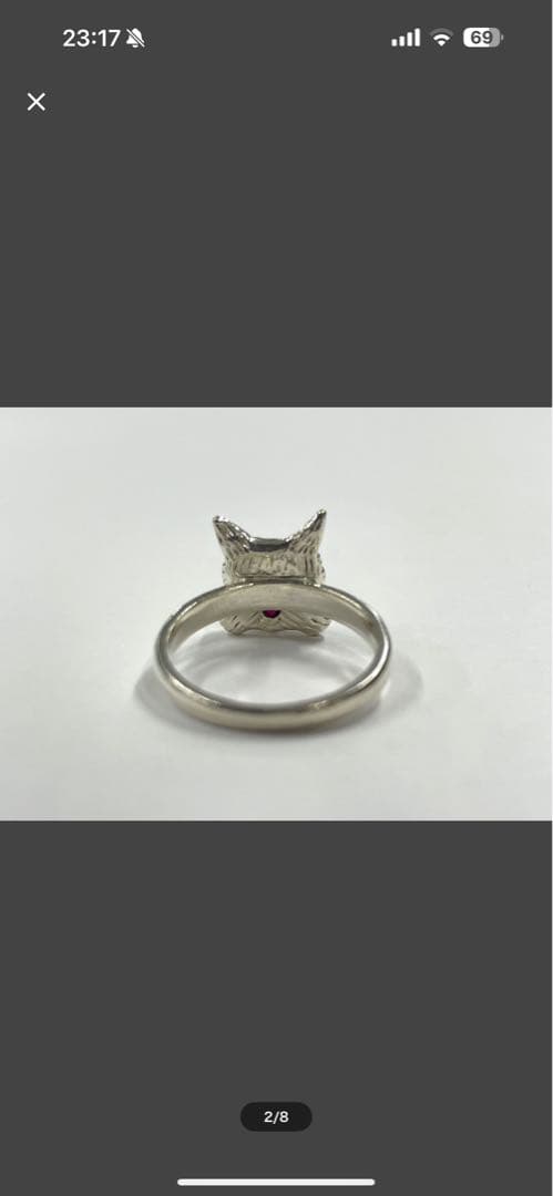 即購入⭕️✨☪️わちふぃーるどダヤン赤石付きシルバーリングサイズ１１号❣️