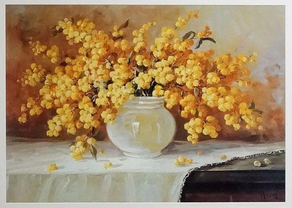 イタリア 額絵 アートフレーム ミモザ グリーン 風水 FAL-2756