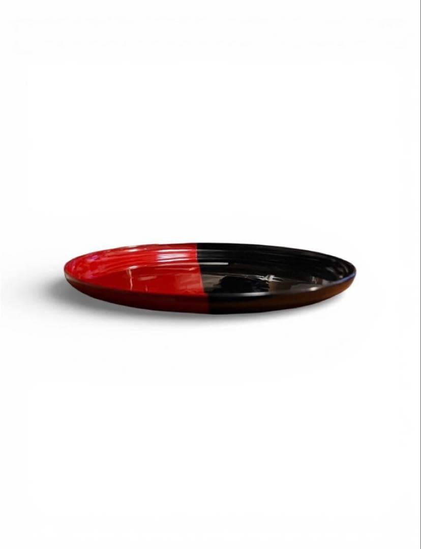 白洲正子好み 朱黒片身替り盆 大 明治〜昭和 検) 目の