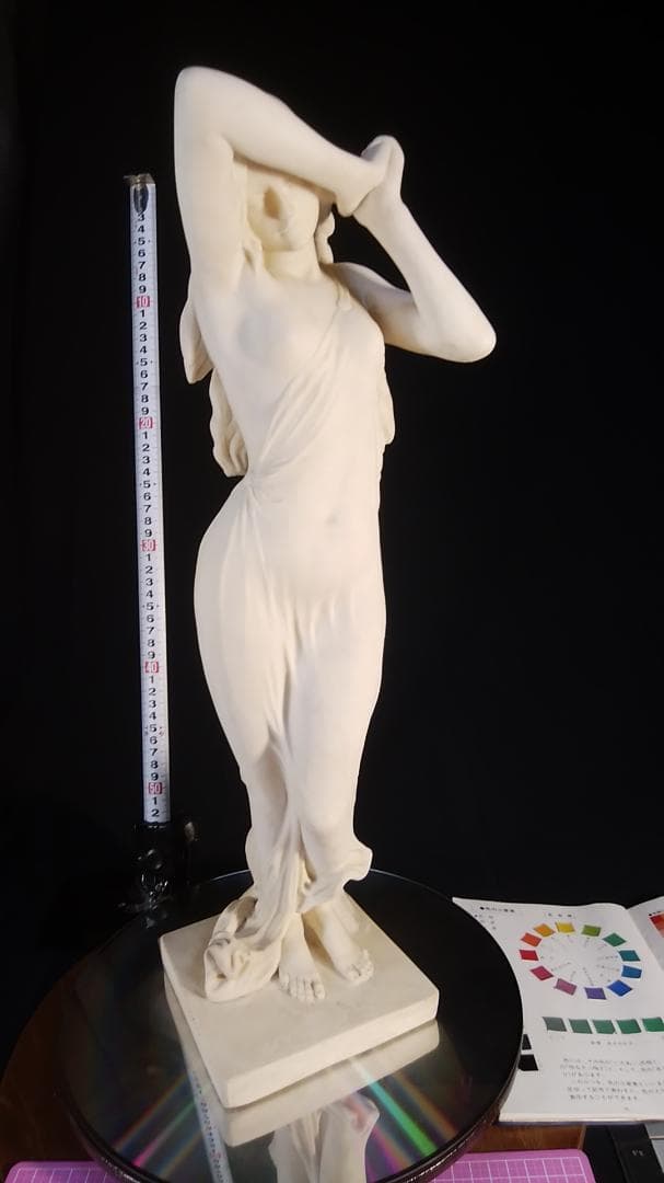 ダル作乙女☆アラバスター少女彫刻裸婦像／高53cm//白色ブロンズ銅像