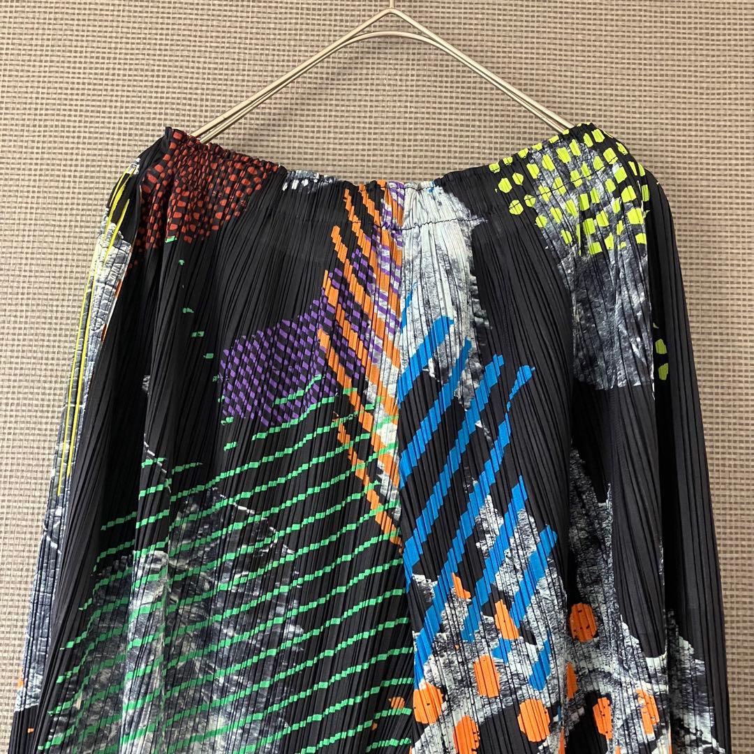 希少極美品プリーツプリーズマルチカラーワイドパンツガウチョパンツ2