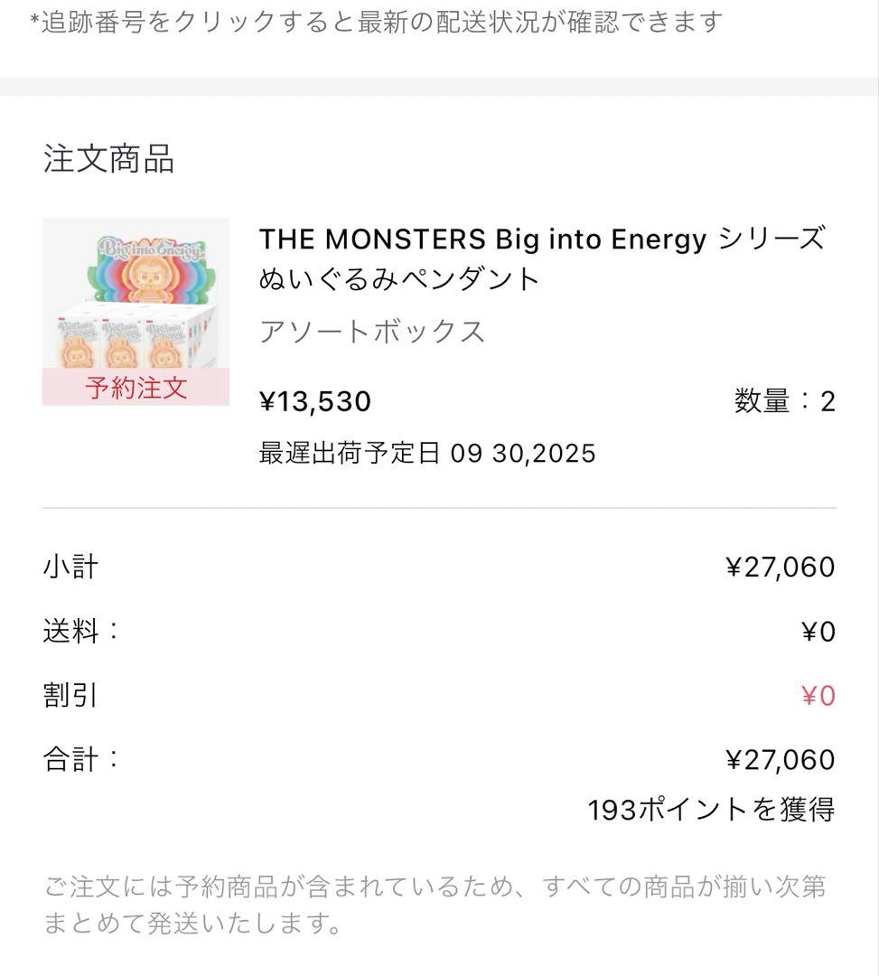 ラブブ BIG INTO ENERGY アソート（外箱のみ開封） 【確実正規品】