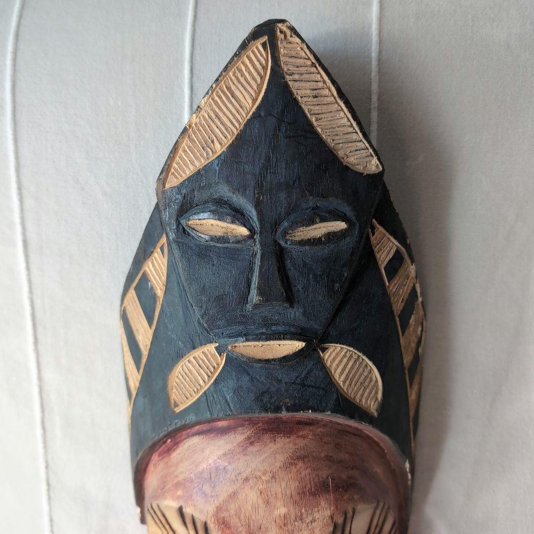 アフリカンマスク 仮面 木製 彫刻 約30cm ヴィンテージ アン