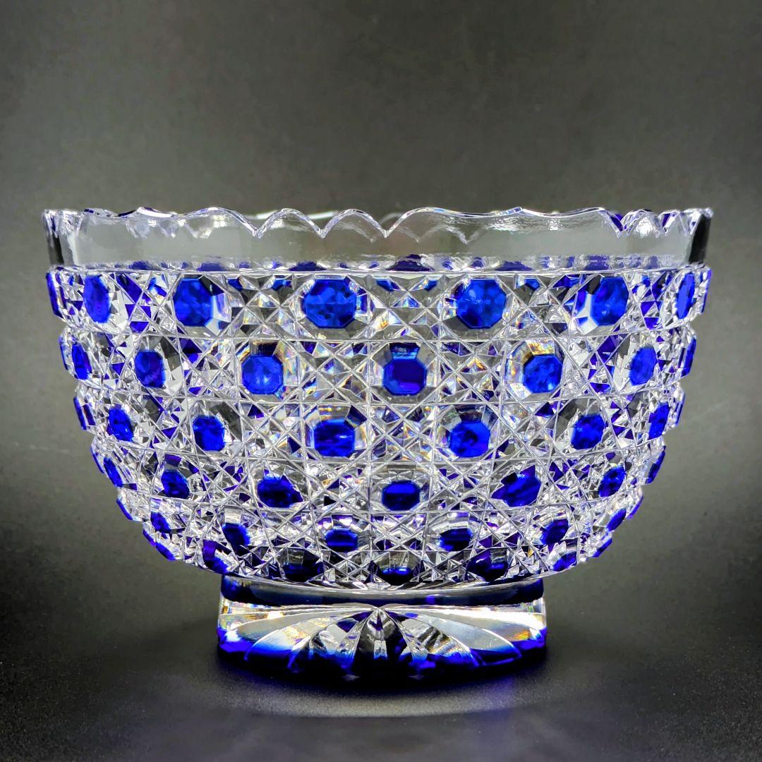 江戸切子 堀口硝子 籠目紋様 向付鉢 ✿最高級品✿【 未