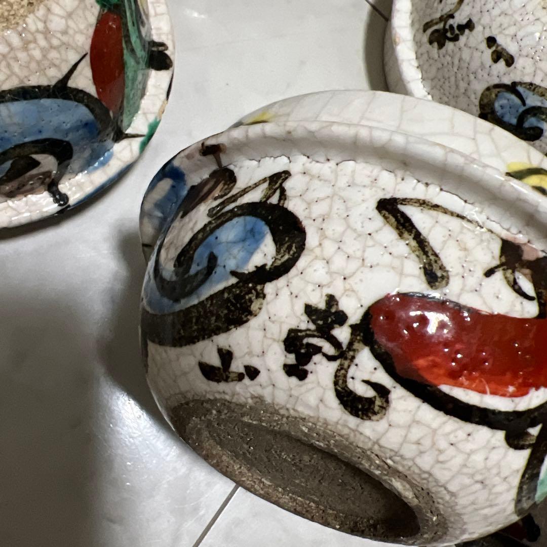 乾山 京焼 達磨 釜型 色絵 6客セット アンティーク 骨董 尾形乾山 向付