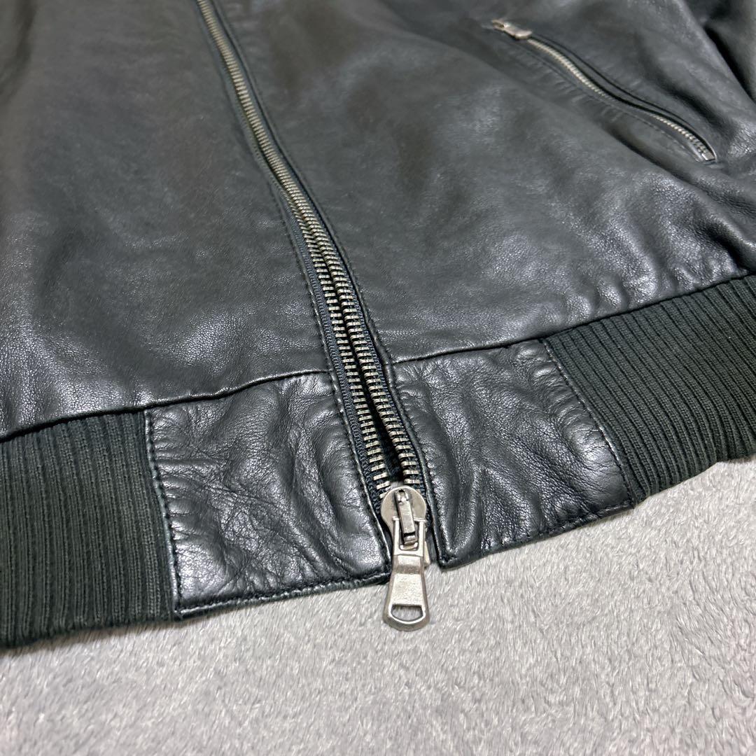 ZARAザラ ブラックレザー本革メンズシングルライダースジャケット