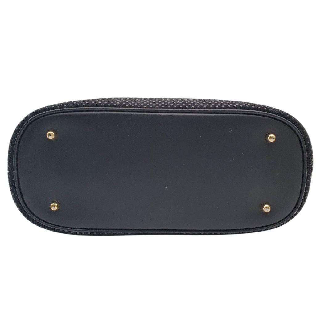 美品 印傳屋 INDEN-YA ハンドバッグ 鹿革 漆 甲州印伝 黒 ブラック