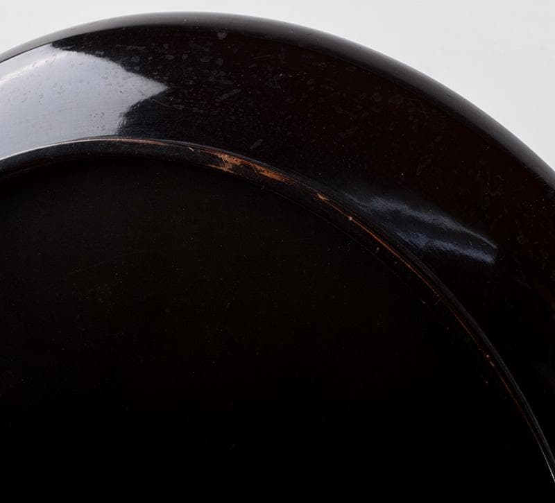 黒漆　螺鈿闇蒔絵　光琳月梅之図　闇鴉盆　時代箱付　V　3698B