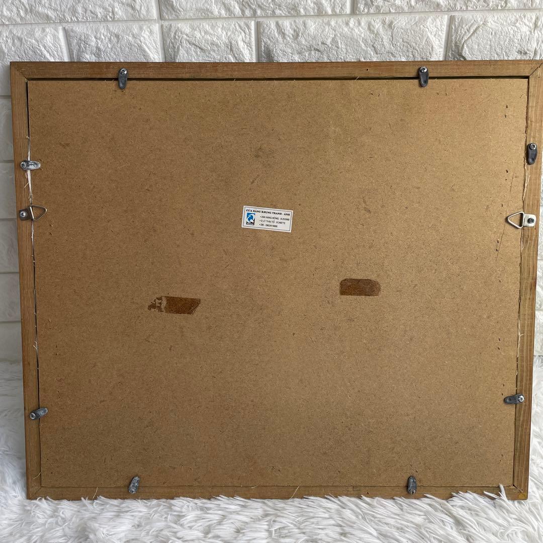 ベトナム刺繍絵、コスモス刺繍画、グエン.クオック.スゥ氏作、額入り