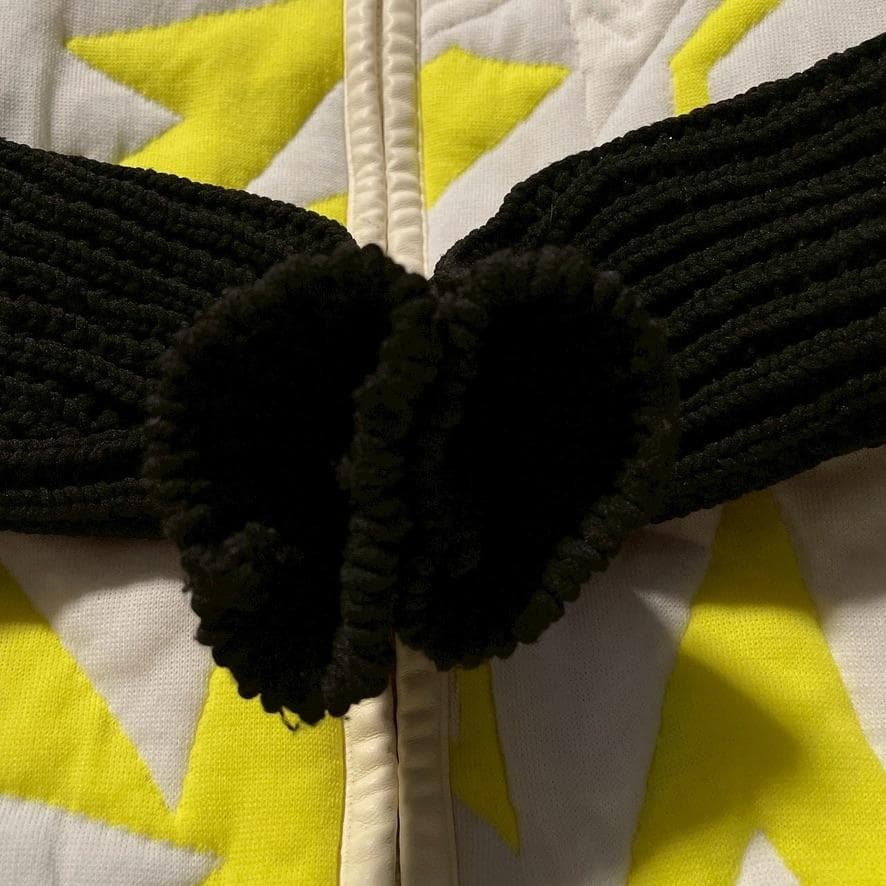 【アユミファイヤー】マークアンドロナ　ニット切り替え 総柄ジャケット 36