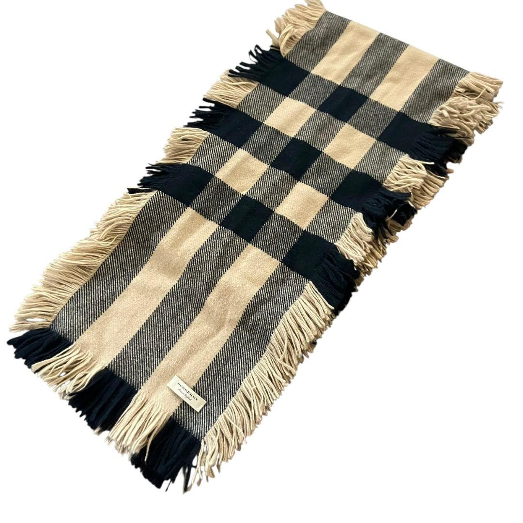 BURBERRY バーバリー 両面フリンジ ウール100 マフラー スカーフ