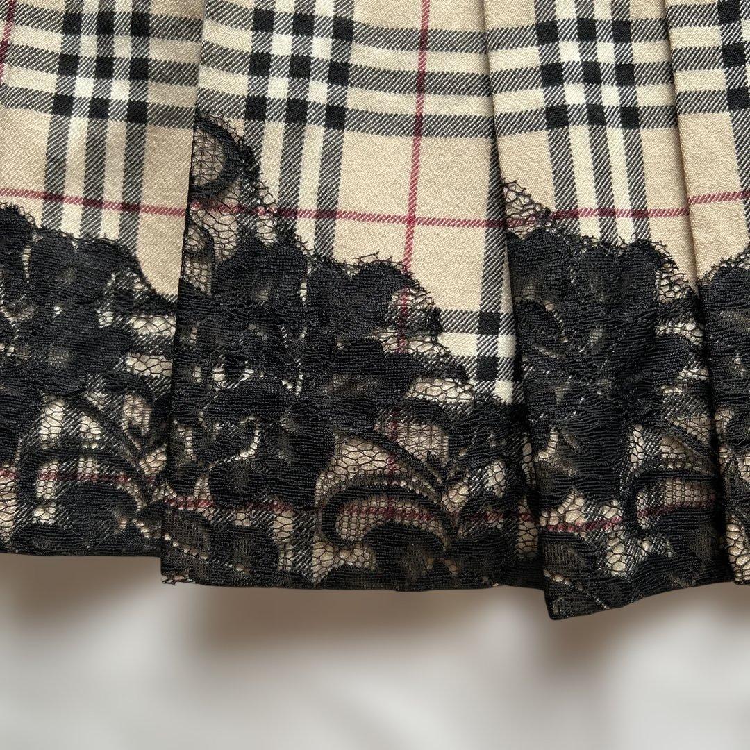 バーバリー巻きスカート ノバチェック レース　可愛い　ベージュ系