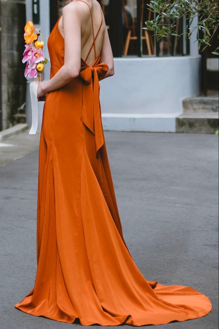 テラコッタ ロングドレスSOLALA Mサイズ 結婚式 前撮り 二次会 花嫁