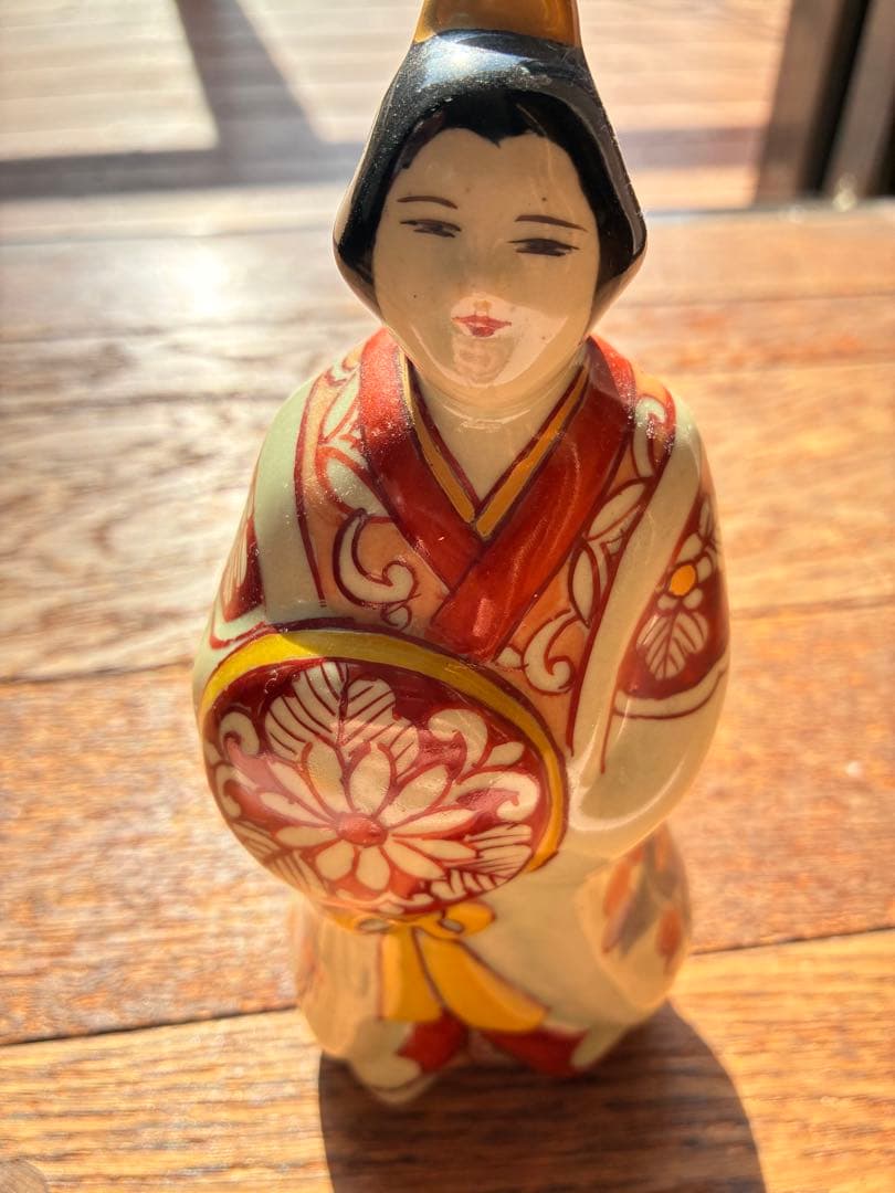 希少】有田焼 円左エ門窯 陶人形 置物 高さ18cm 赤絵 金彩 伝統工芸品