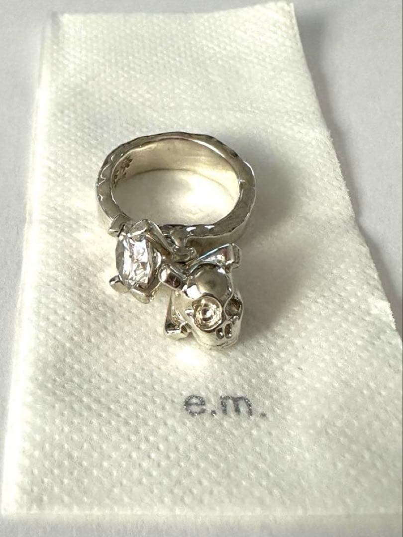 e.m. 18〜19号サイズ スカル ジルコニアリング シルバー925