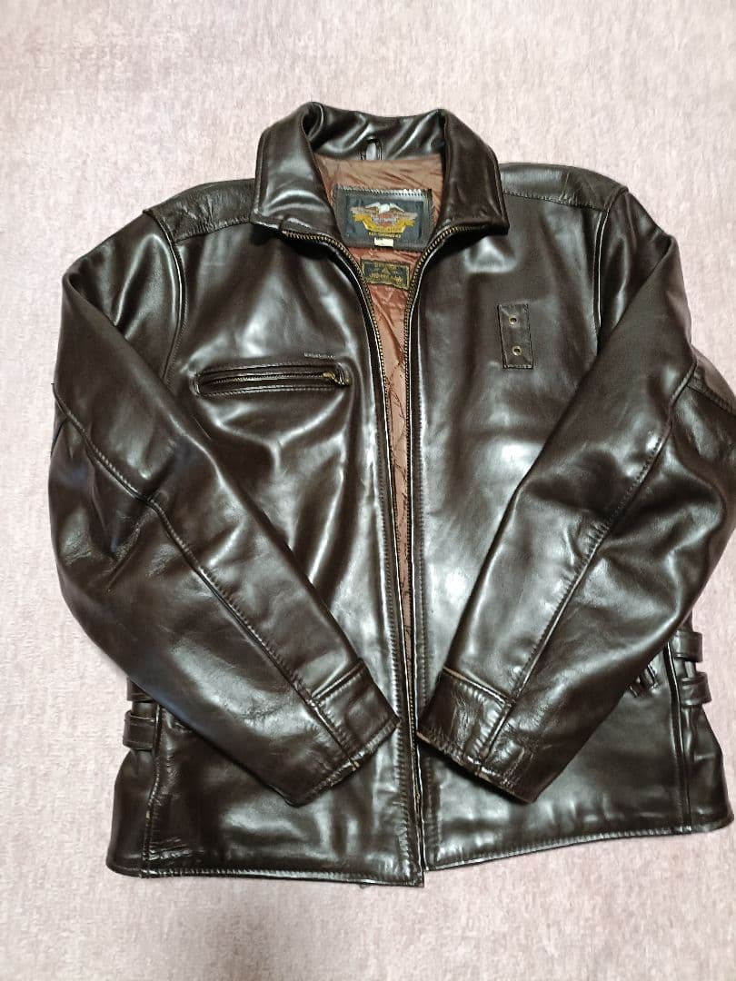 肉厚 馬革 ハーレーダビッドソン L シングルライダースジャケット